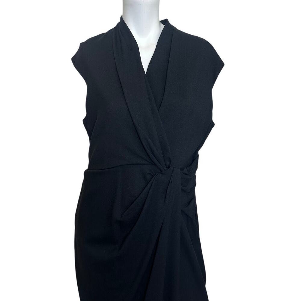The Fold London Black Wool Blend Draped Knot Dress Womens US 12 NWOT Career - Picture 3 of 12